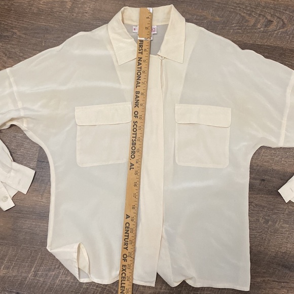 RAFAELLA PETITES 100% SILK BUTTON UP LONG DOLMAN SLEEVE CROSSOVER HIDDEN BUTTON - Picture 10 of 10